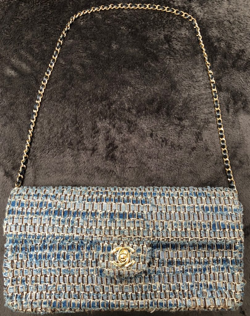 CHANEL Timeless Blue Tweed Handbag