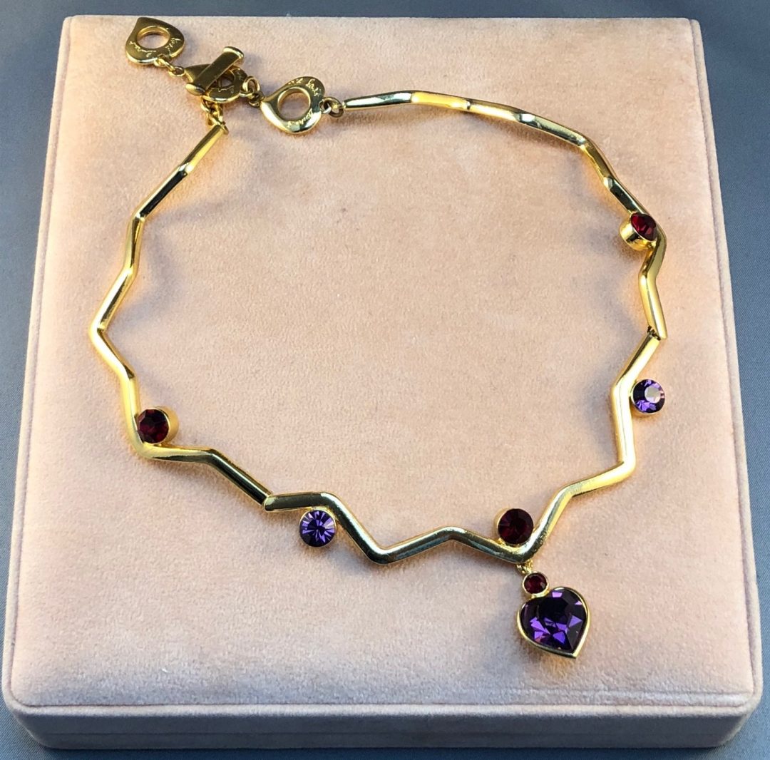 YSL YVES SAINTLAURENT 'YSL' Gilded Necklace with faceted stones