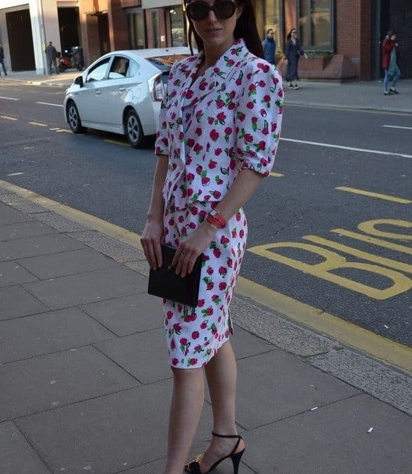 GUY LAROCHE Two Pieces Skirt Suit Vintage Flowery Quilted Cotton Rare