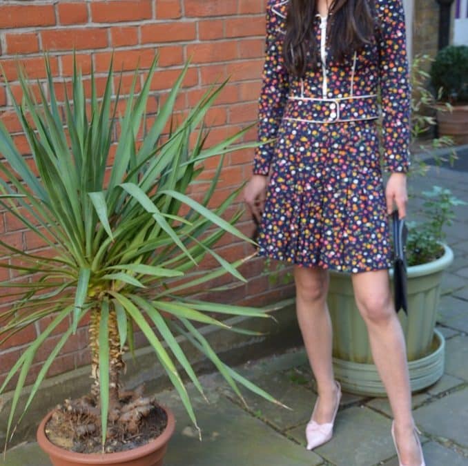 1970s French Floral Vintage Jacket and Mini Skirt