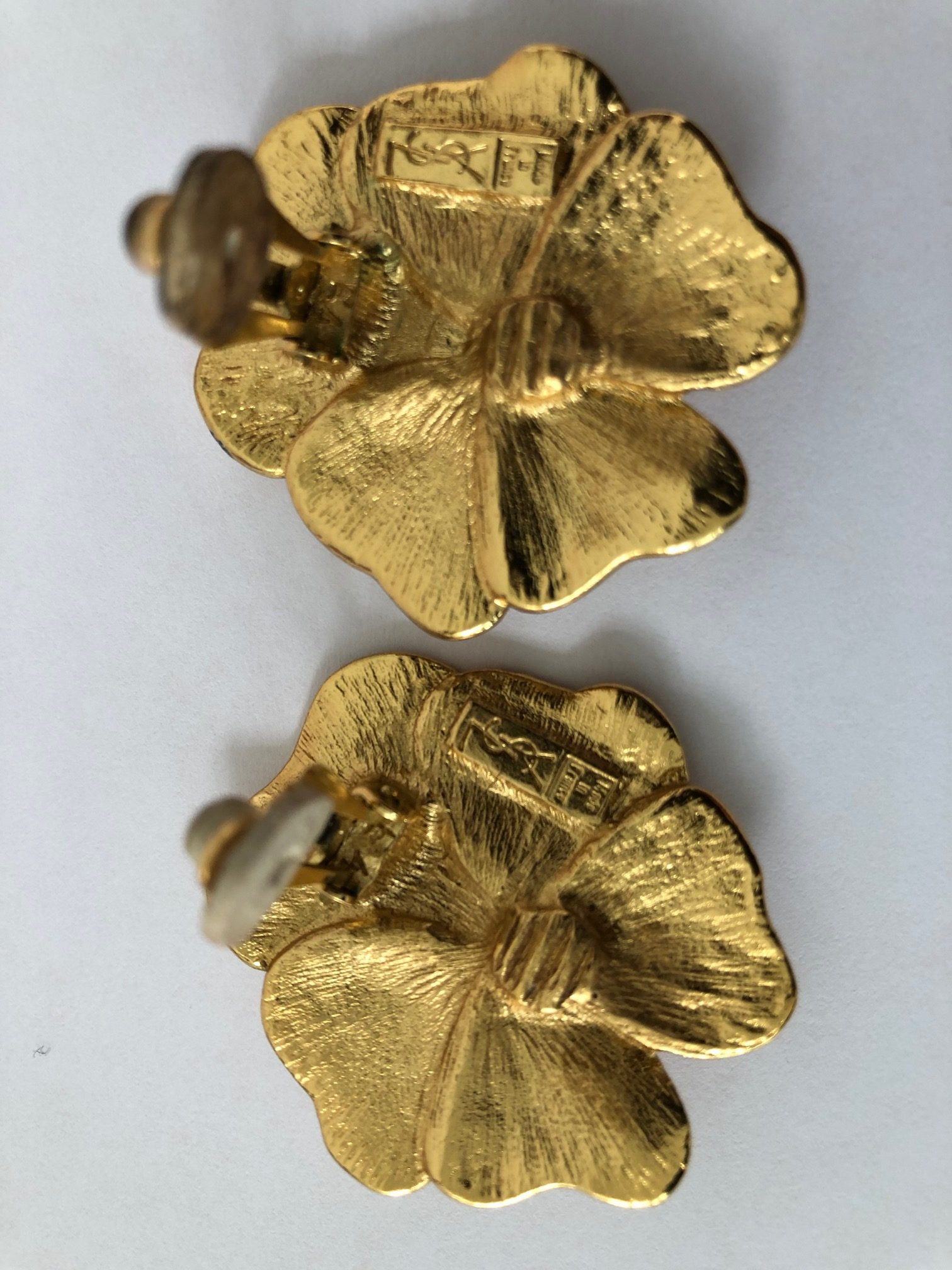 Louis Feraud Gold Leaf Clip Earrings 