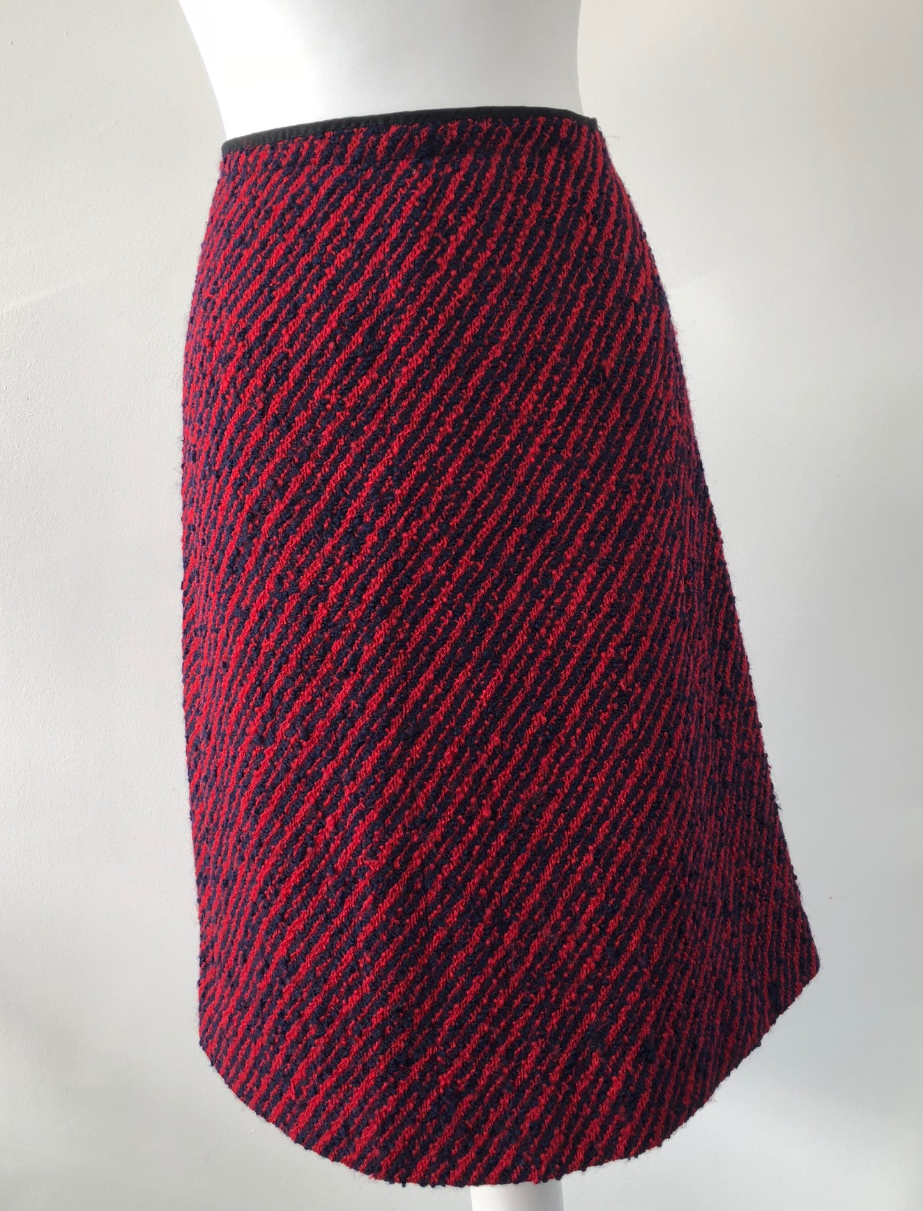 CHANEL Tweed Pencil Skirt Vintage Red Midnight blue