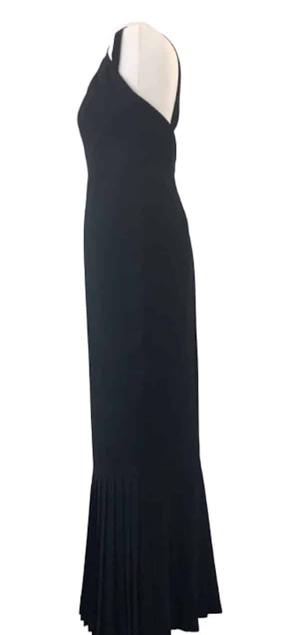 KARL LAGERFELD PARIS Black Long Evening Ruffled Dress Gown Circa 2000
