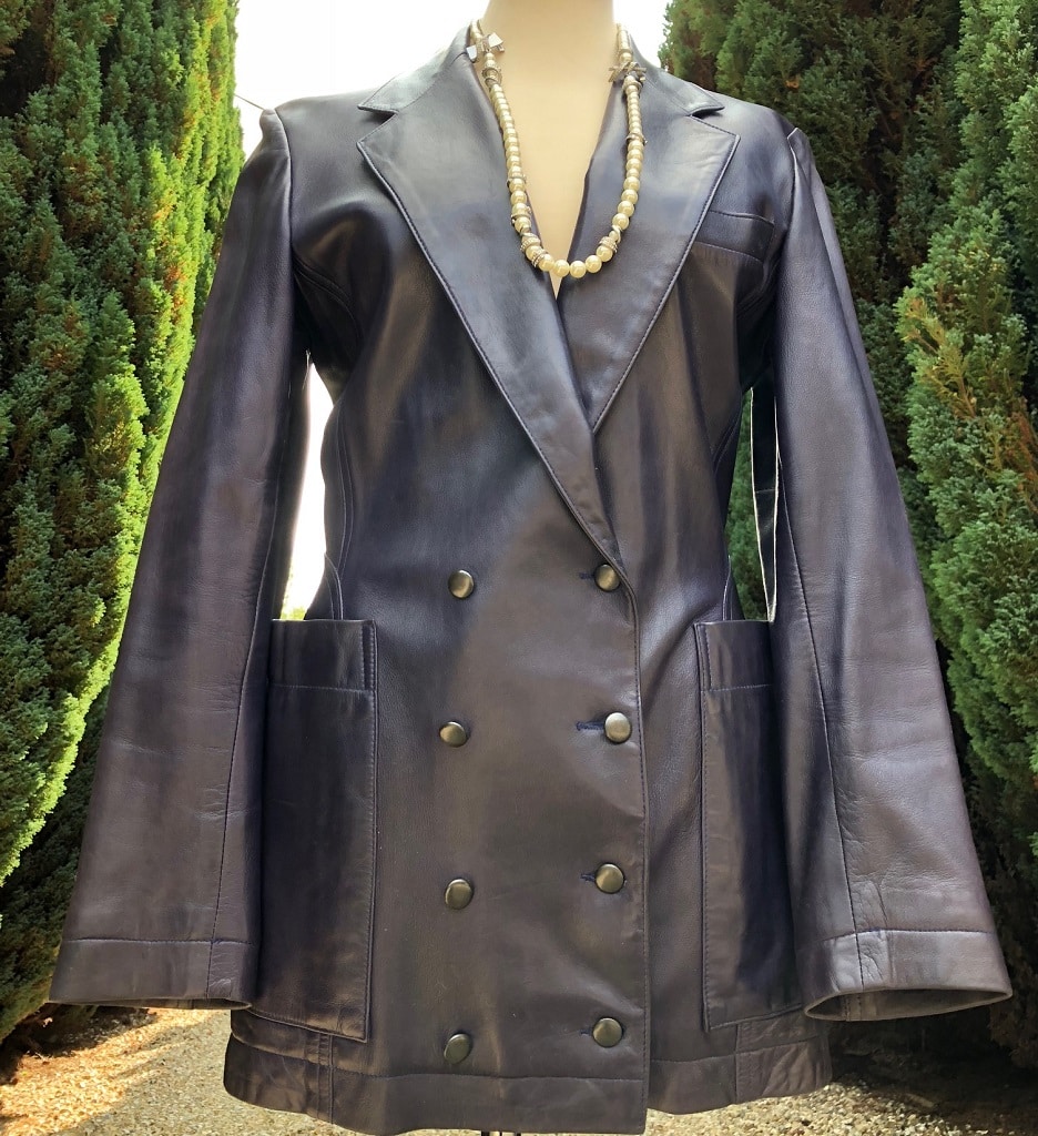 Azzedine Alaïa Jacket Vintage Shaped Dark Purple Leather - Chelsea