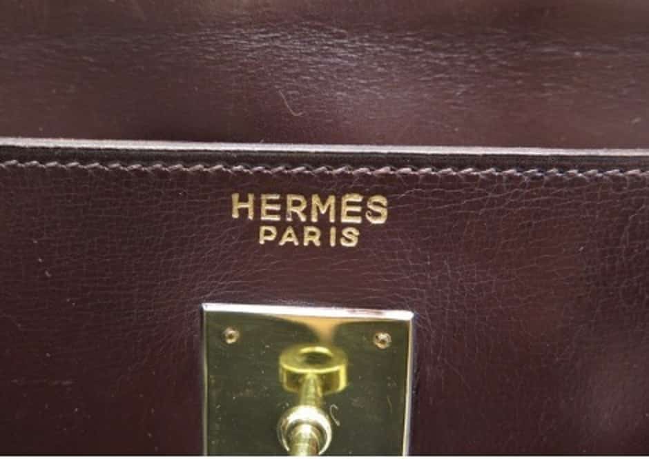 Hermès Hermes Brown Box Calf Kelly 32 Dark brown Leather Pony