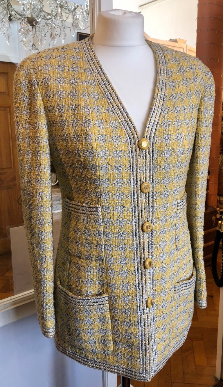 CHANEL Jacket Vintage Tweed Trimmed Jewel Buttons Chelsea Vintage Couture