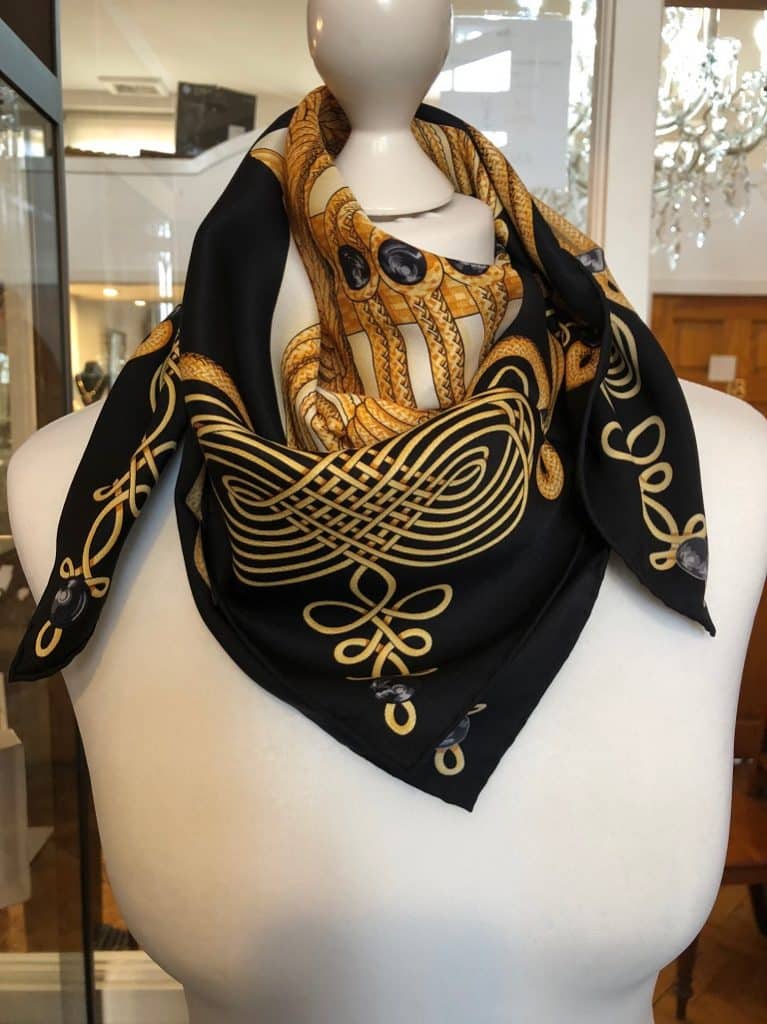 HERMES Brandebourgs Silk Scarf - Chelsea Vintage Couture