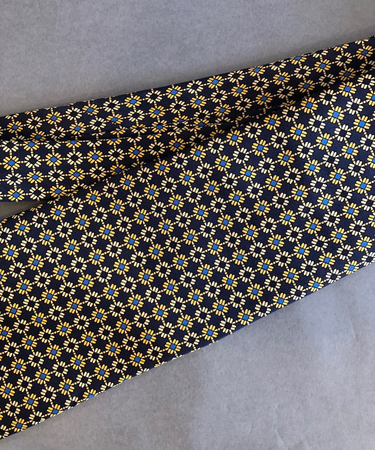 Louis Vuitton Navy Blue Monogram Clover Silk Tie