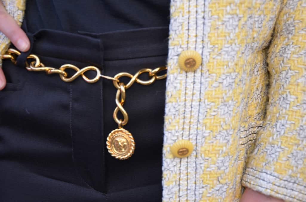 Pinstripe Pants - Chanel Belt - Vintage Chanel - Chanel Chain Belt - Louis  Vuitton Camera Box Bag - Louis Vu…