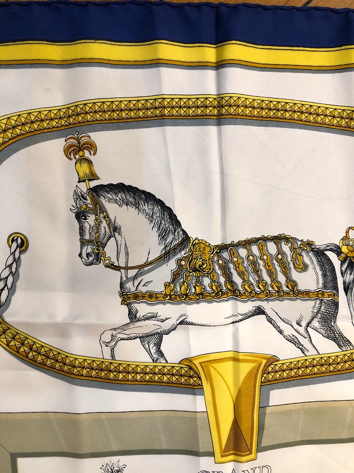 100% authentic hermes by jacques eudel large silk scarf horse