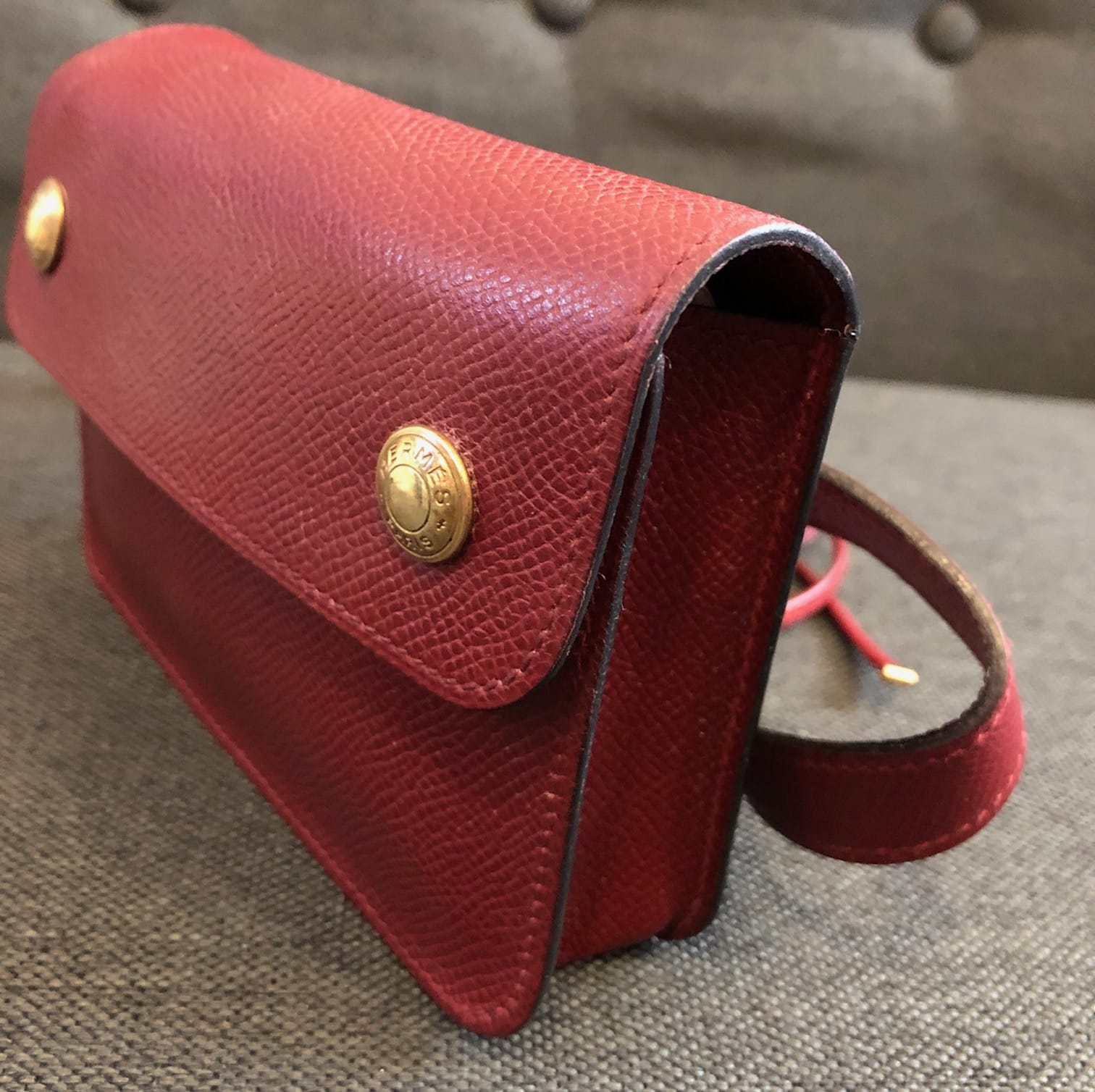 Red Hermes Courchevel Pochette Bumbag Belt Bag