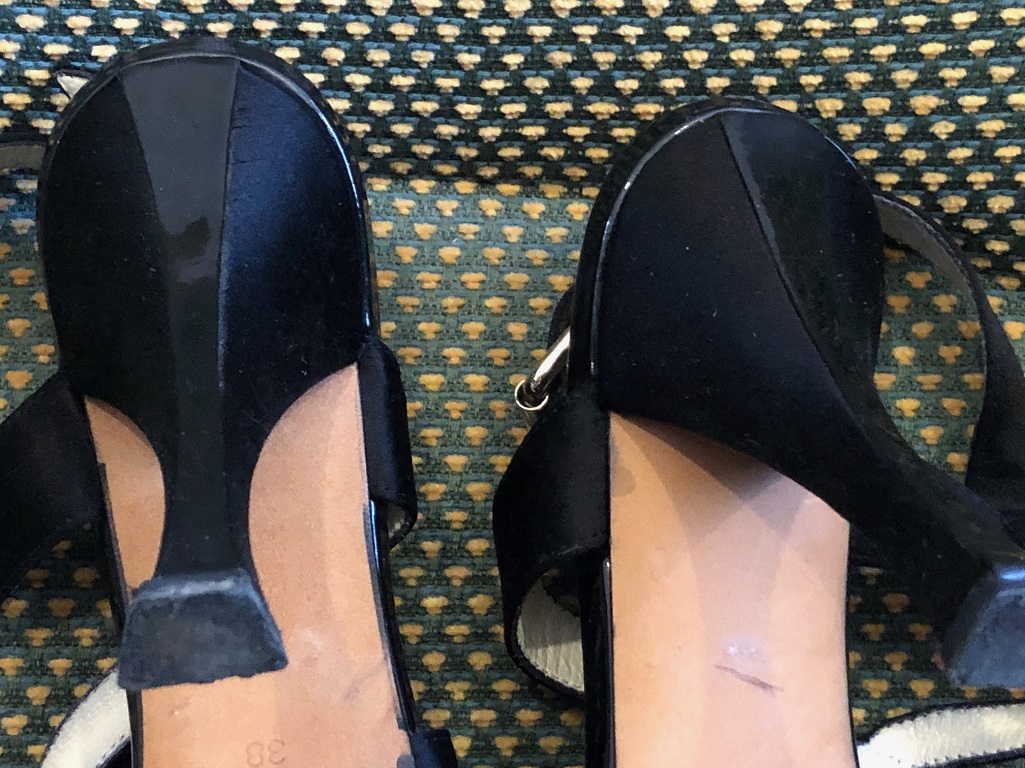 FENDI Strappy High Heels Sandals Black Leather Satin - Chelsea Vintage ...