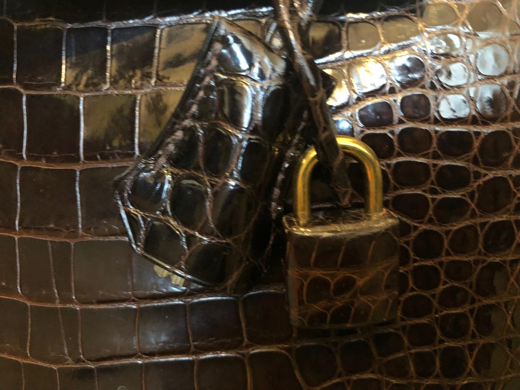 Kelly 28 crocodile handbag Hermès Blue in Crocodile - 36073240