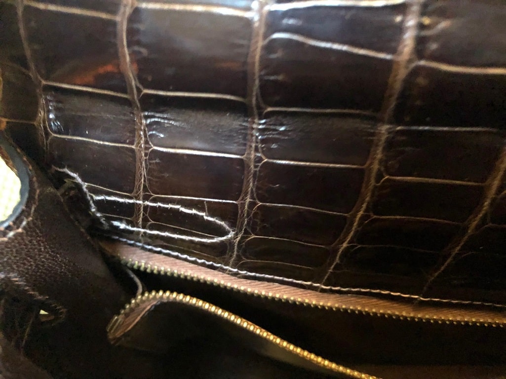 HERMÈS Shiny Porosus Croc Vintage Mini Kelly 20 shoulder bag in