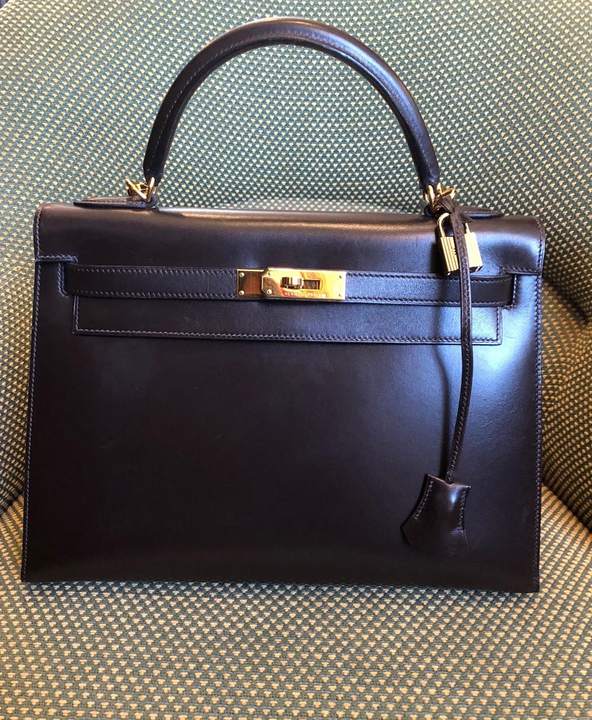 Hermes Vintage Kelly Bag 32cm in Gold Box Leather and Gold