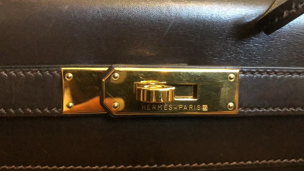 Hermes 32cm Vibrato with Beige Calf Box Leather Gold Hardware Kelly Bag -  Yoogi's Closet