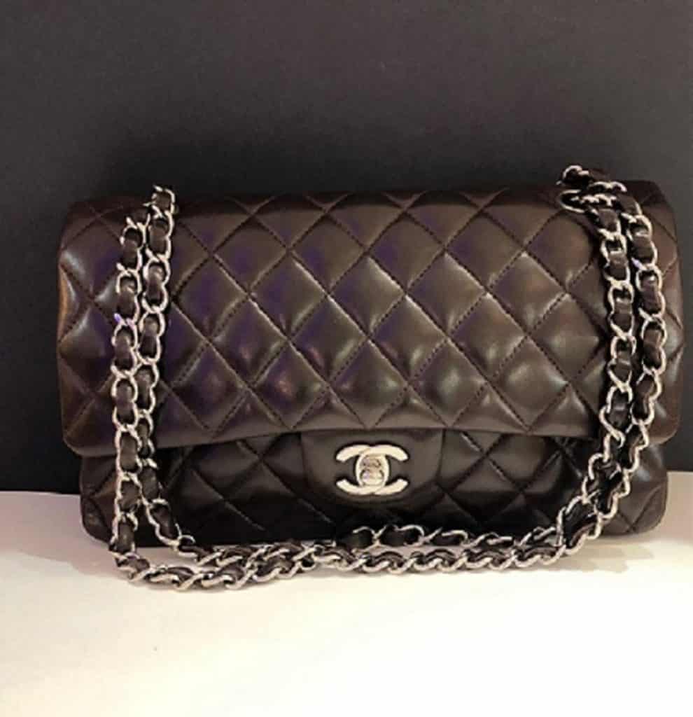 CHANEL Vintage Classic Double Flap Bag Quilted Lambskin Brown 25