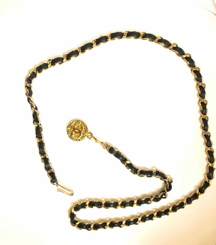 CHANEL, Accessories, Vintage Chanel 3 Rue Cambon Belt Gold Chain And Black  Leather Three Strand