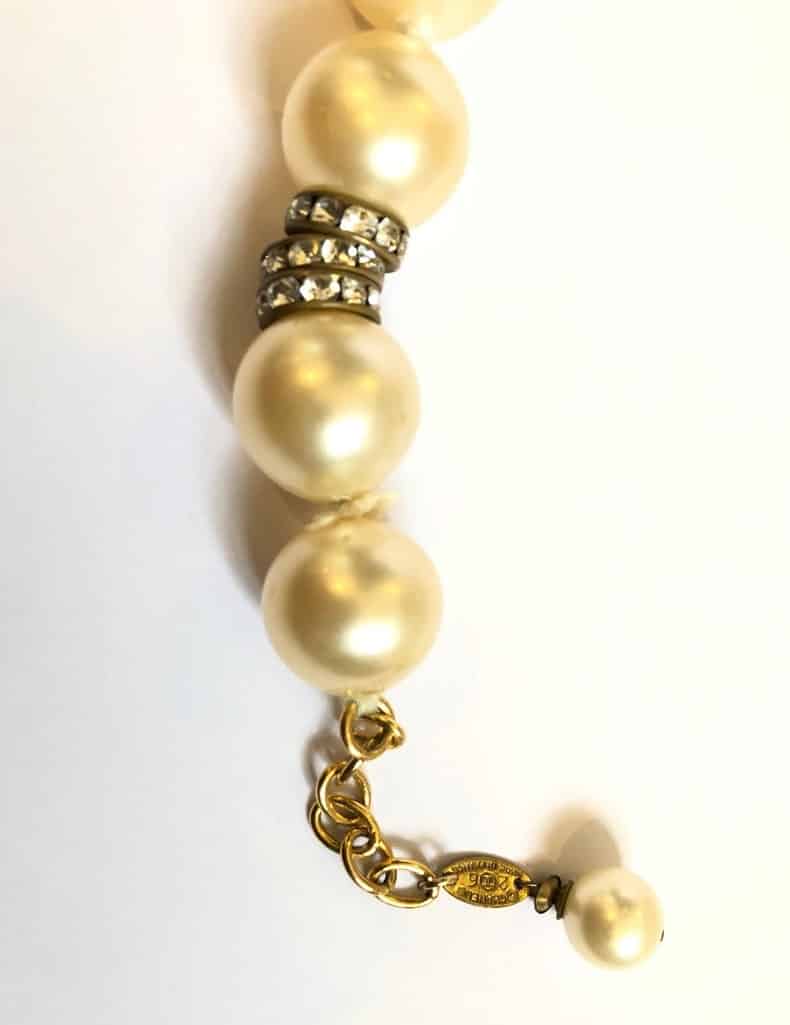 Chanel Pearl Choker Necklace Poured Glass & Faux Diamonds 1980s