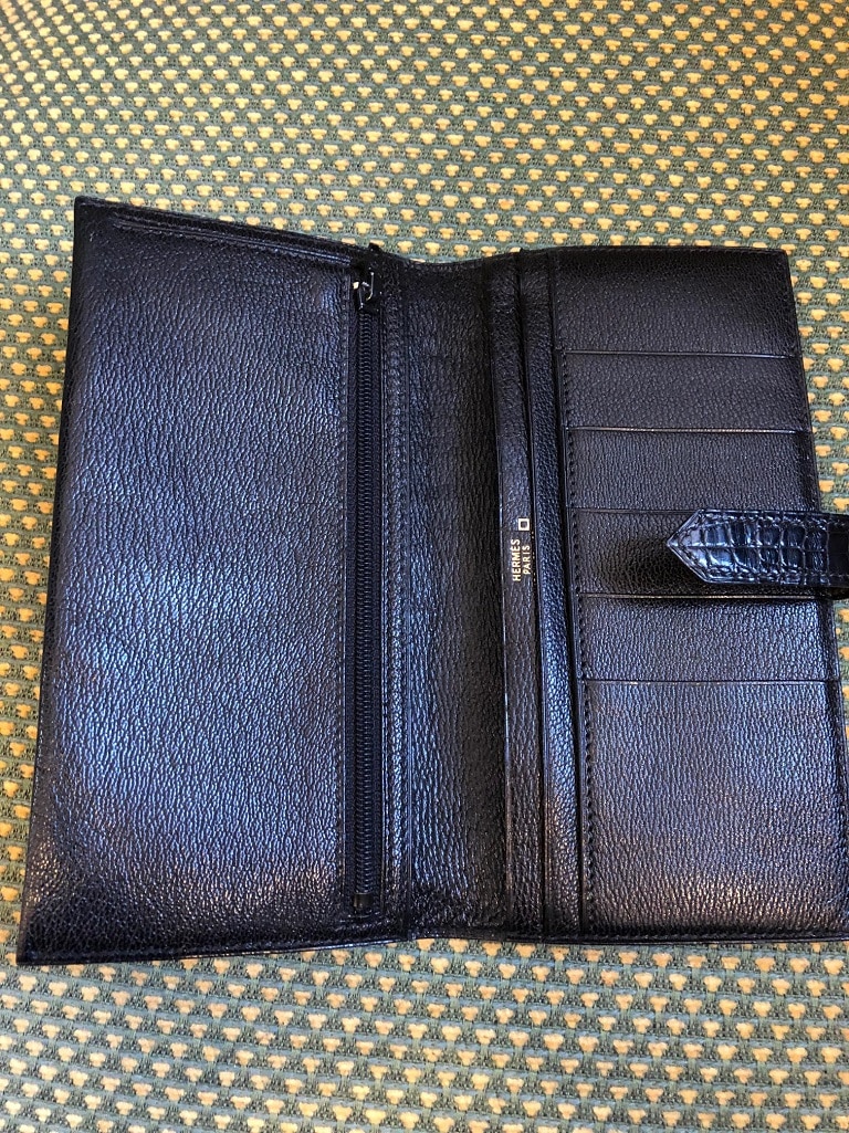 Hermès Vintage Bearn Lizard Wallet in Black
