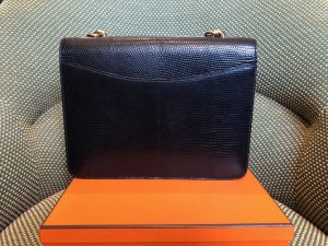 HERMÈS Sandrine Black Lizard Shoulder Bag Limited Edition - Chelsea ...