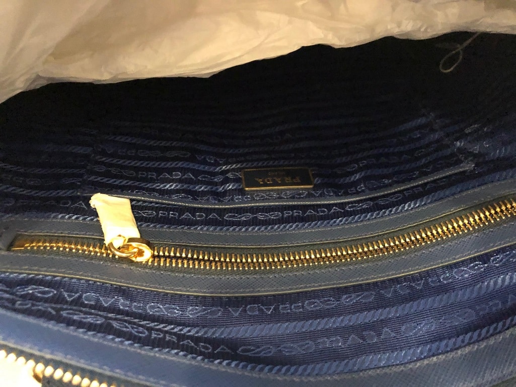 PRADA Tote Bag Tessuto Nylon Saffian Leather Trim Royal Blue PRISTINE  CONDITION - Chelsea Vintage Couture