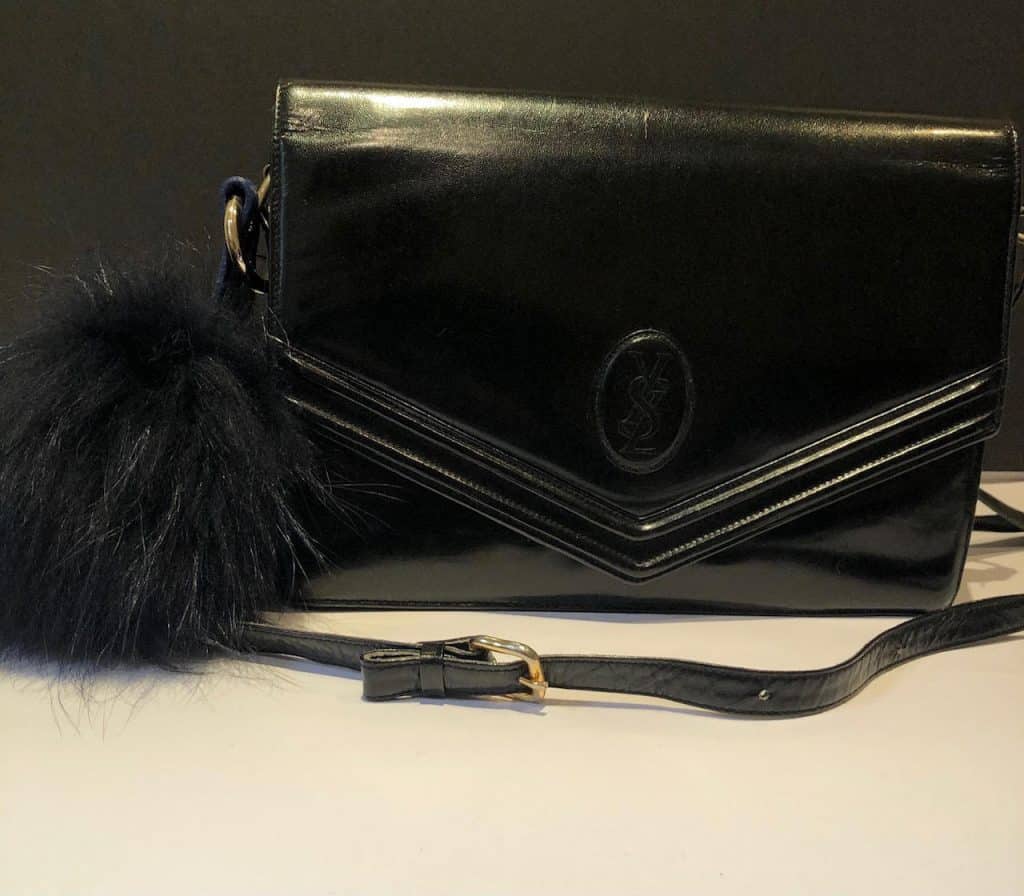 Yves Saint Laurent Vintage Chevron Black Envelope Clutch Bag Saint Laurent  Paris