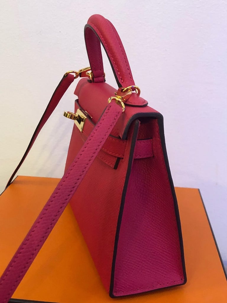 Hermès Kelly II 20 cm Mini Veau Epsom Rose Pink Extreme GHW Bag - Chelsea  Vintage Couture
