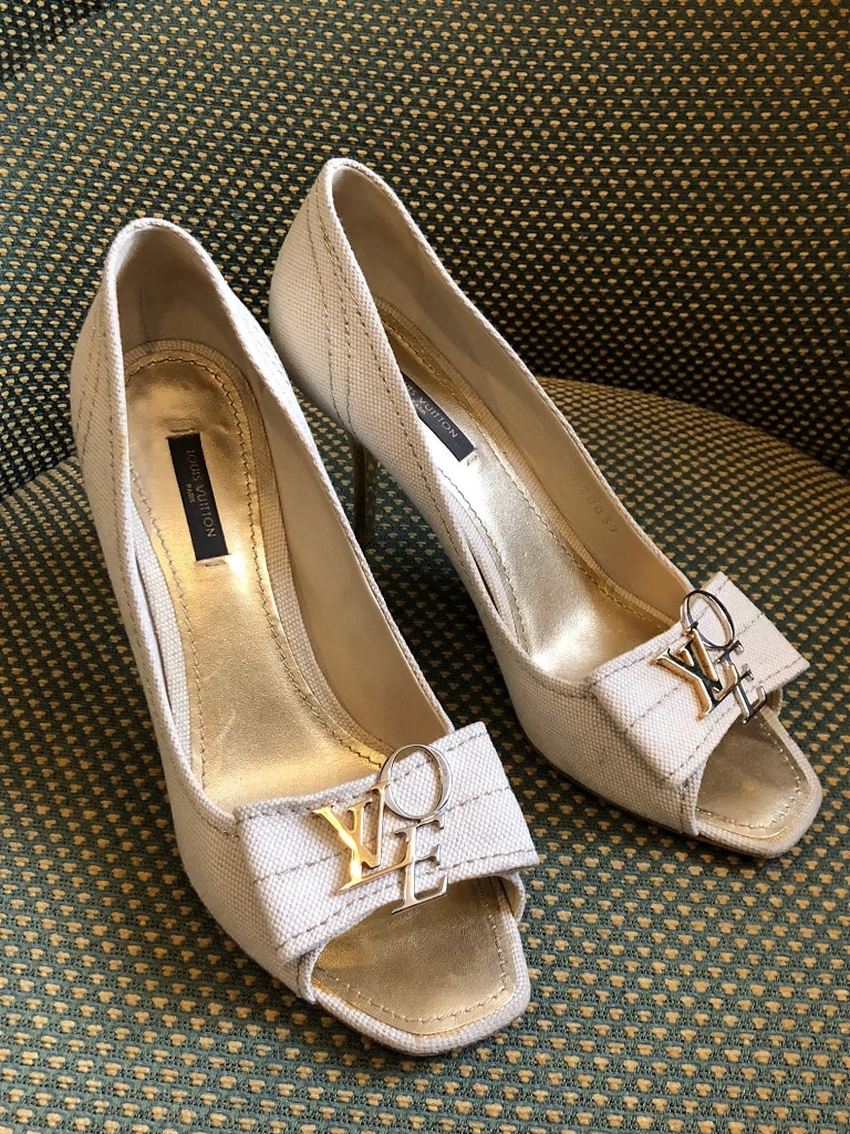 silver louis vuitton heels
