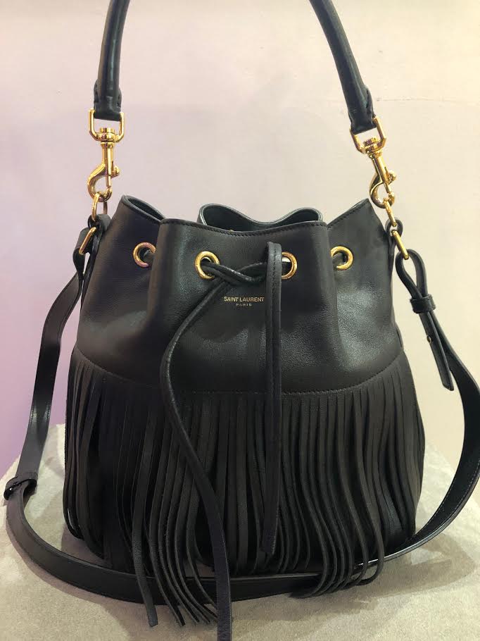 Womans Black Louis Feraud Paris France Genuine Leather Hand Bag Purse