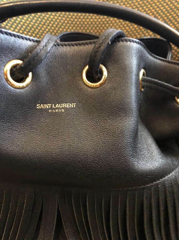 SAINT-LAURENT Emmanuel Leather Black Bag - Chelsea Vintage Couture
