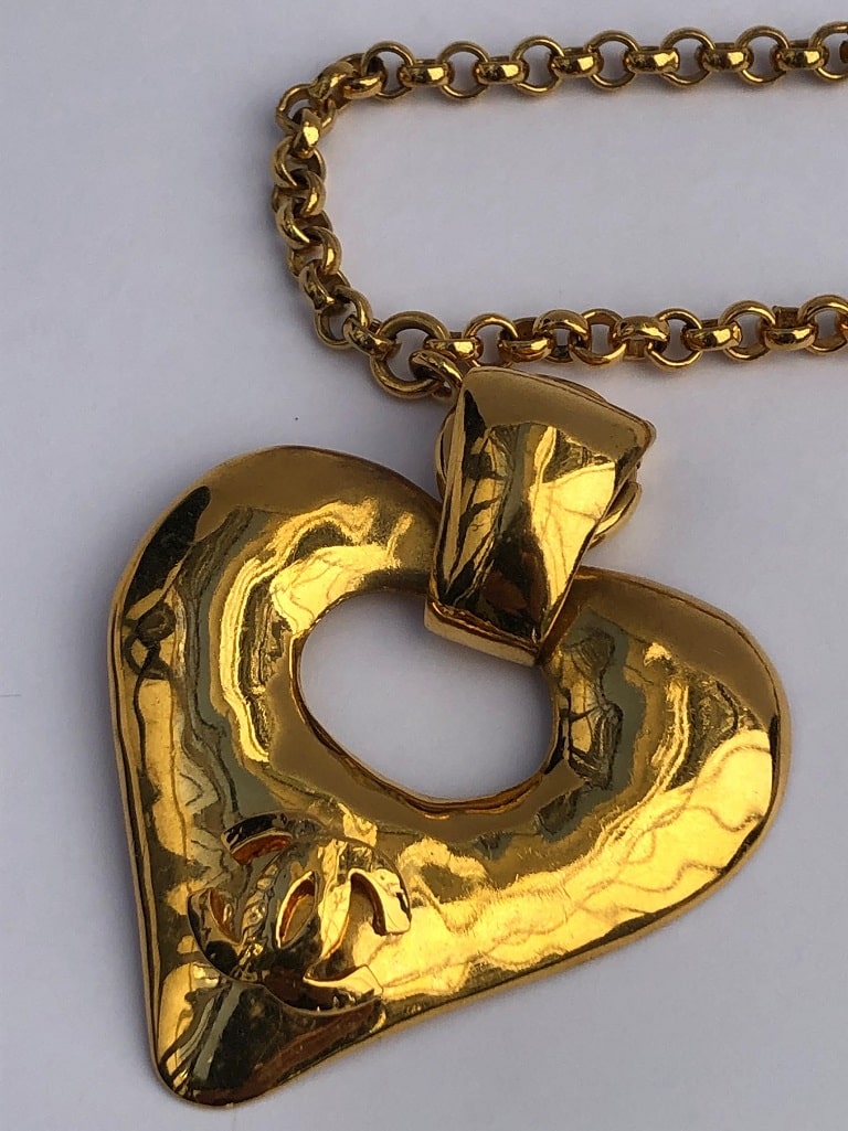 chanel necklace double chain heart