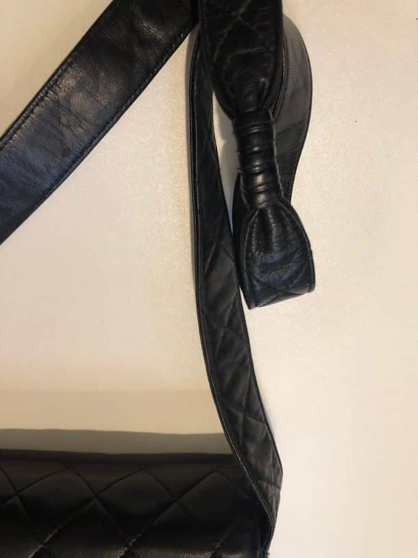 CHANEL Black Lambskin Leather Strap Shoulder Bag Chelsea Vintage Couture