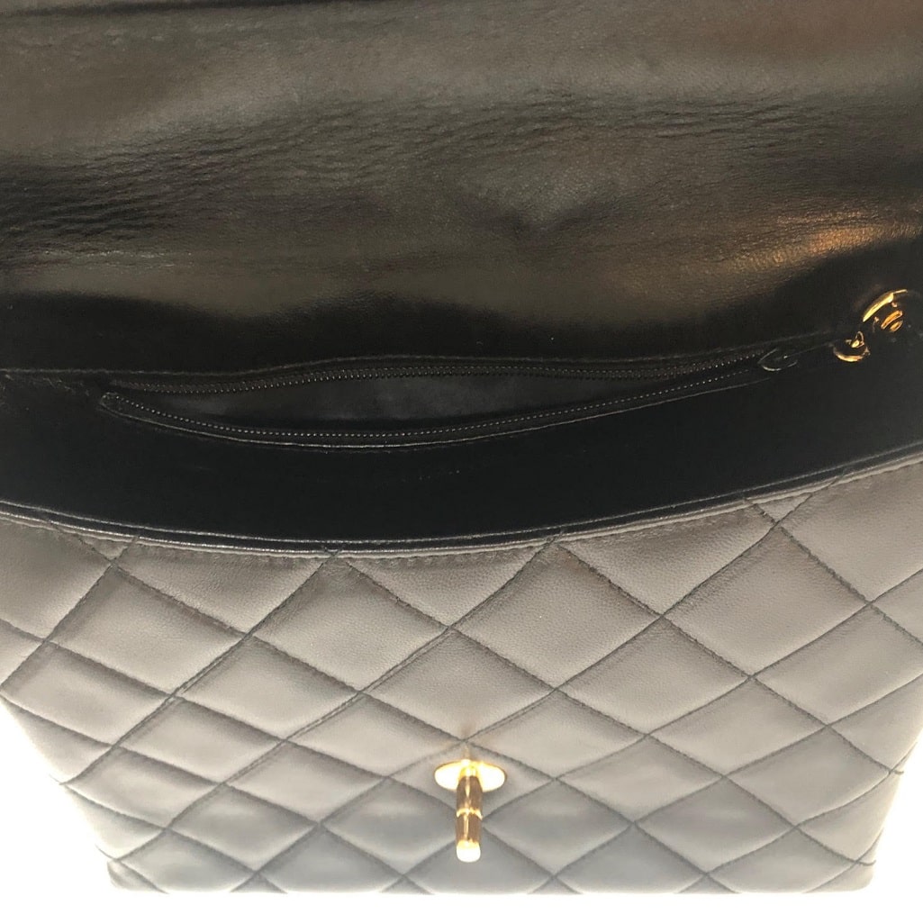Chanel Flap Bag Mini Lambskin Gold-tone Black In Lambskin With