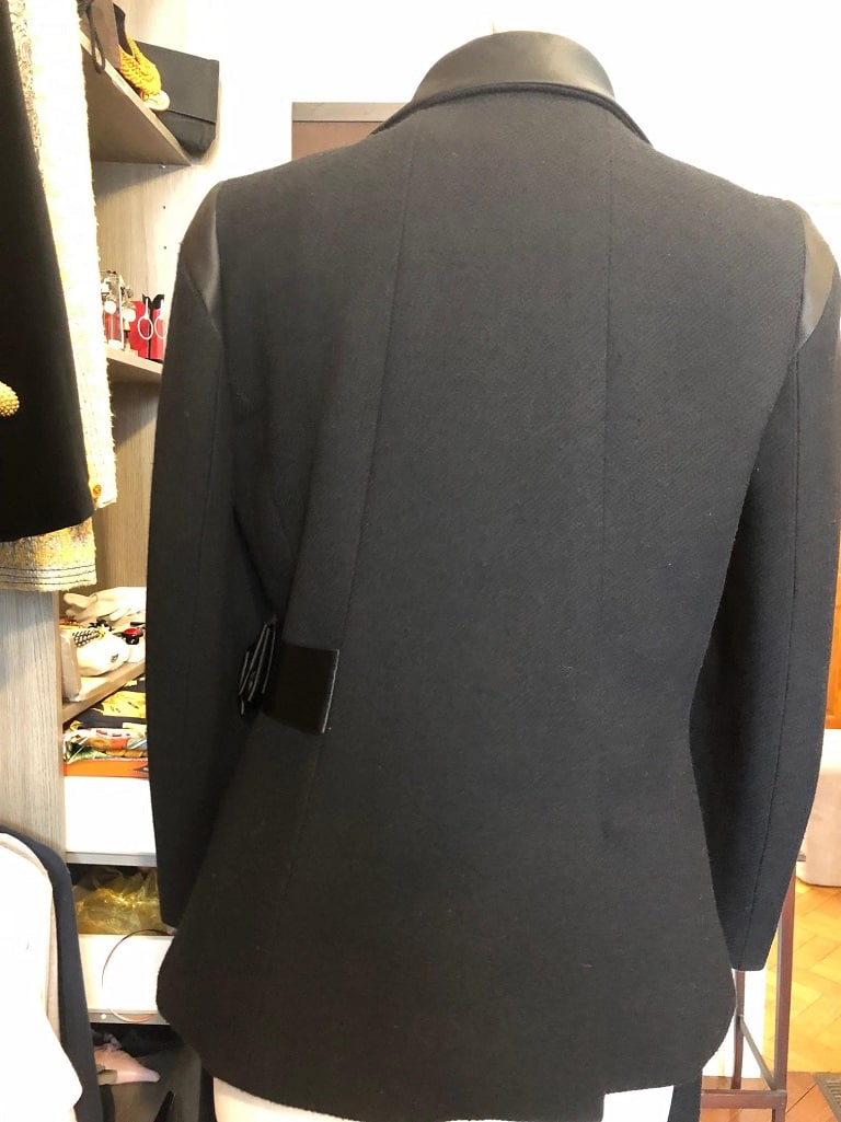 $6320 NEW Chanel SUIT Black JACKET + SKIRT Blazer Coat WOOL SILK CC Grey 36
