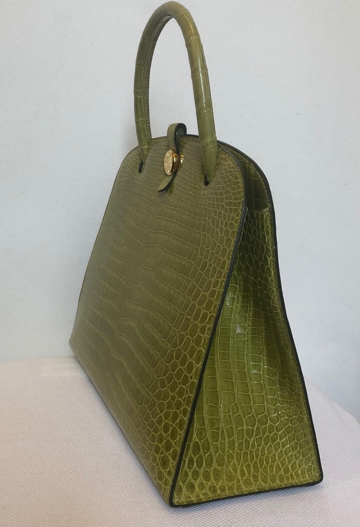 MINT! Lovely Hermes Birkin 30 cm VERT ANIS Grass Green Tote Bag Porosus  Croco