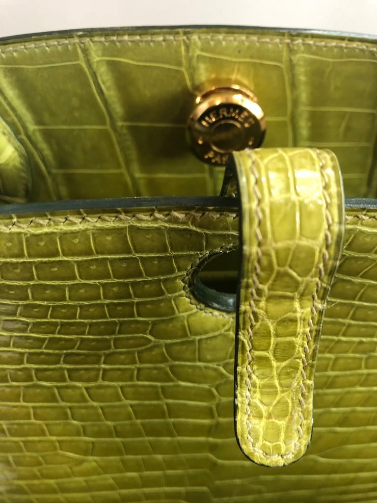 HERMES BAG 30cm CROCODILE VERT ANIS POROSUS RARE AMAZING - Chelsea Vintage  Couture