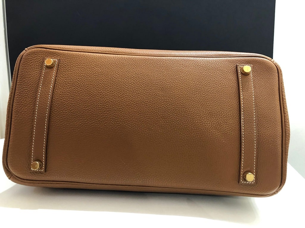 Birkin 35 leather handbag Hermès Navy in Leather - 7972355