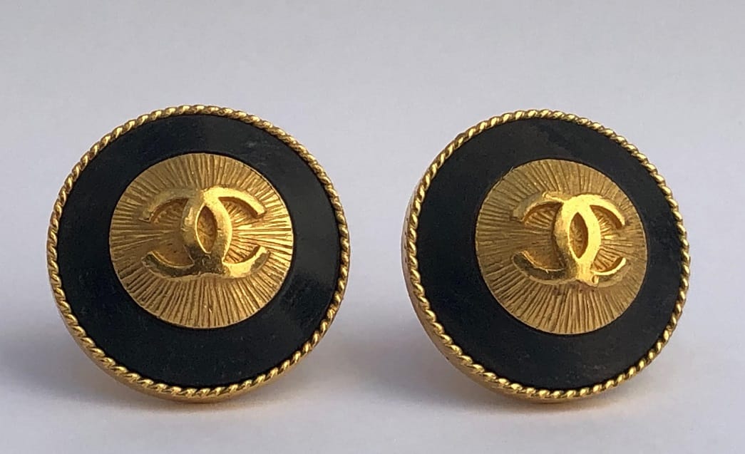 chanel gold and black earrings vintage