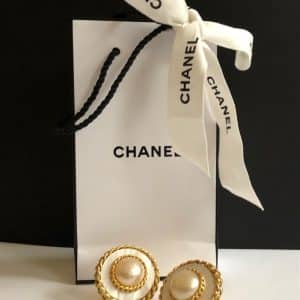 CHANEL Earrings 1970s Vintage Faceted Pearl & Crystals Flower Clip-On W/Box  - Chelsea Vintage Couture