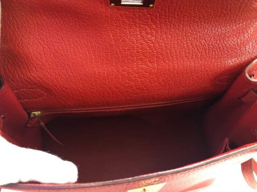 Hermès Kelly 28 Sellier Red Rouge Chèvre Mysore Leather Bag - Chelsea ...