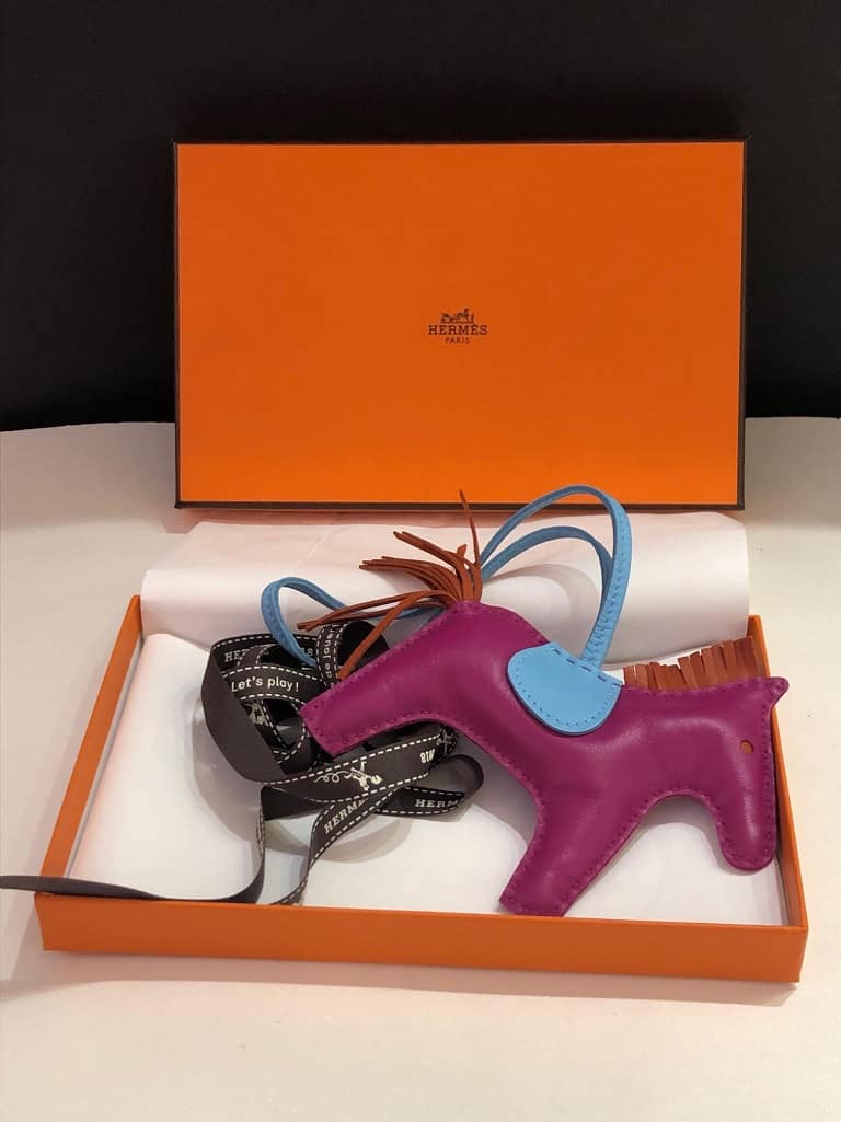 Replica Hermes Rodeo Horse Bag Charm In Yellow/Camarel/Pink Leather