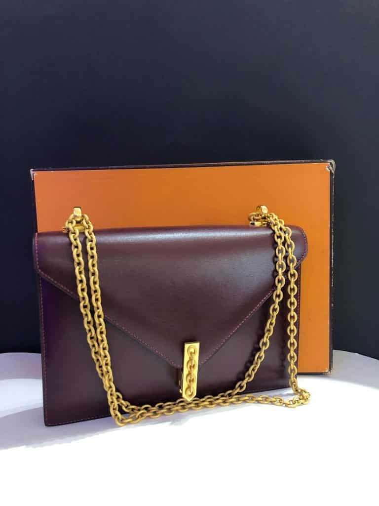 Hermès Vintage Alcazar Box Calf Leather Chain Clutch Bag - Chelsea ...