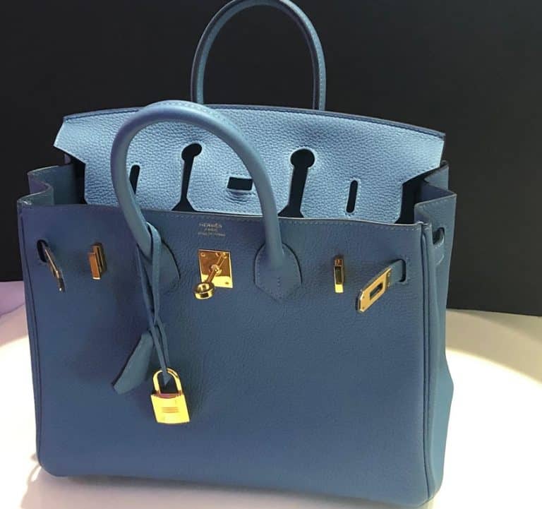 HERMÈS Birkin Bag 25 Azur Blue Gold Hardware Togo Leather - Chelsea ...