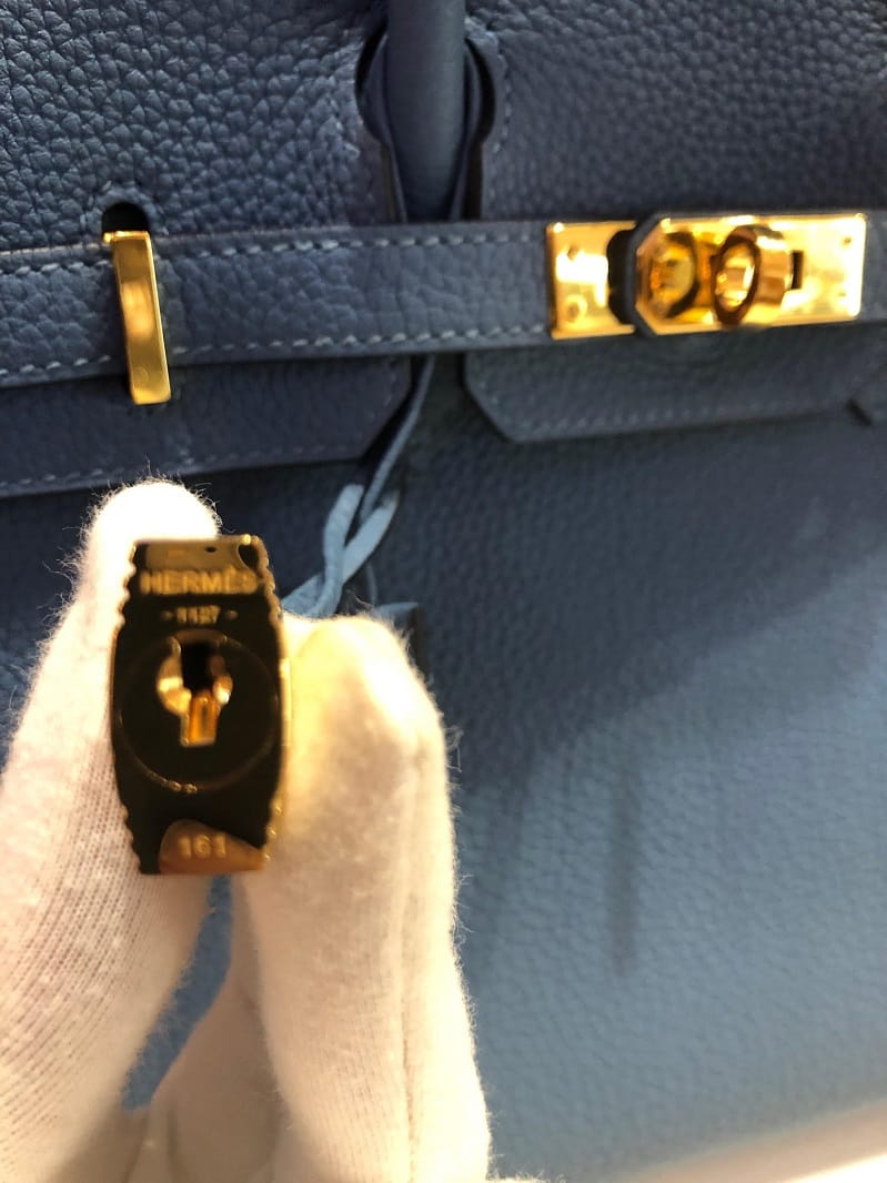 Hermès Birkin 25 Touch Blue France/Sapphire Togo/Lizard With Gold Hardware