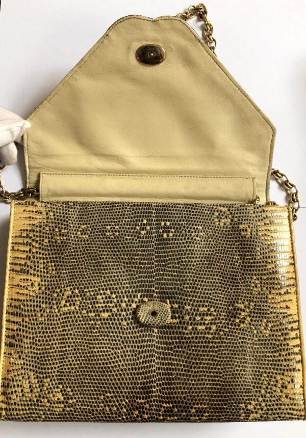 CHANEL Lizard Shoulder Clutch Chain CC Logo Bag Vintage - Chelsea ...