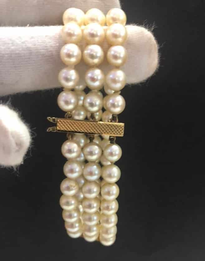 Cultured Pearls Strand Bracelet 18K Gold Vintage 1960's - Chelsea Vintage  Couture