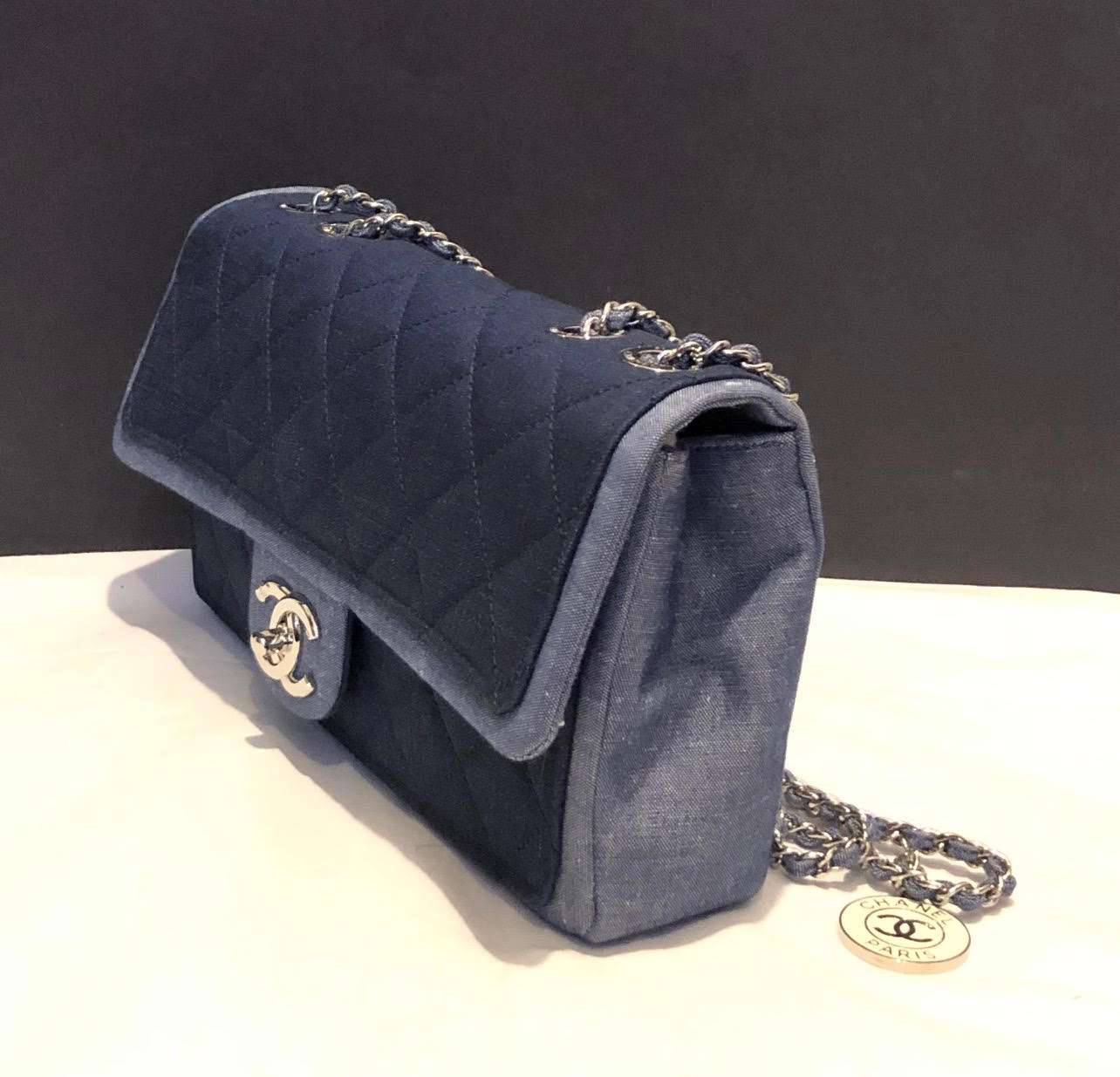CHANEL Denim Flap Bag Chanel Charm Chelsea Vintage Couture