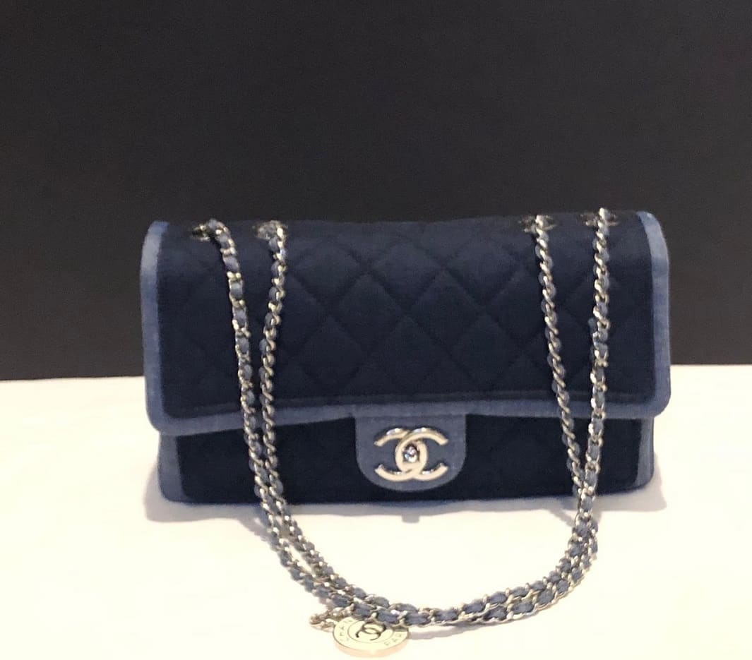CHANEL Denim Flap Bag Chanel Charm - Chelsea Vintage Couture