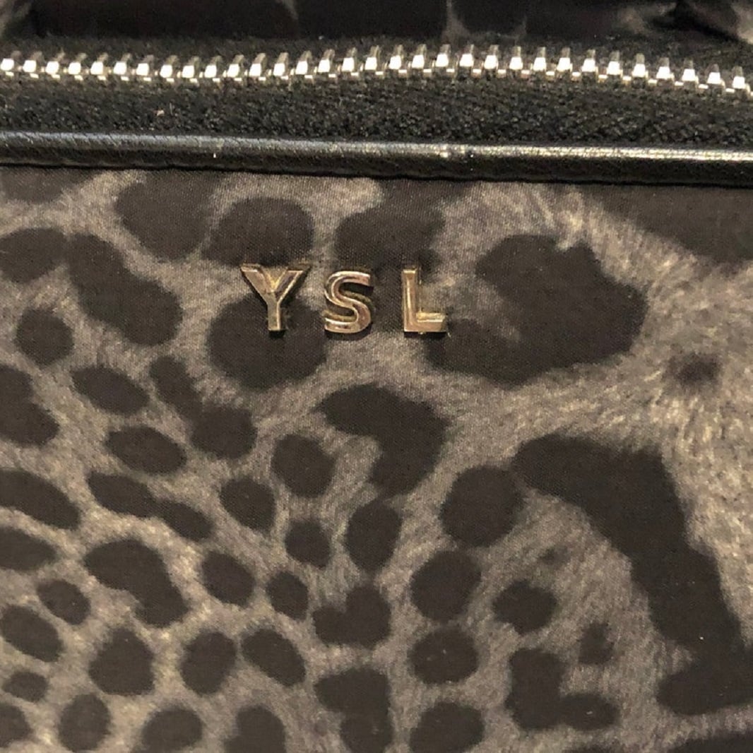 Yves Saint-Laurent Bag & Purse Leopard Print Black Grey Quilted ...